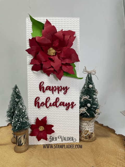 Cardmaking Happy Holidays Poinsettia. All products can be found in our Teaspoon of Fun Shop at www.TeaspoonOfFun.com/SHOP