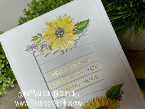 Sunflowers Washi meets Foiling. All products can be purchased in our Teaspoon Of Fun Paper Crafting Shop at www.TeaspoonOfFun.com/SHOP