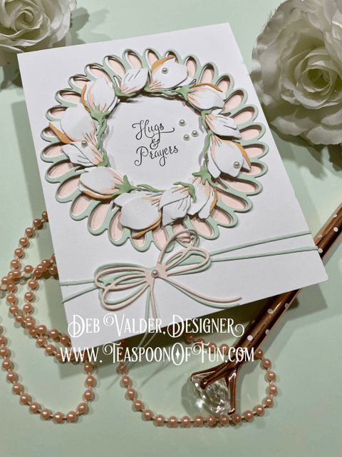 Magnolia Wreath. All products can be purchased in our Teaspoon Of Fun Paper Crafting Shop at www.TeaspoonOfFun.com/SHOP