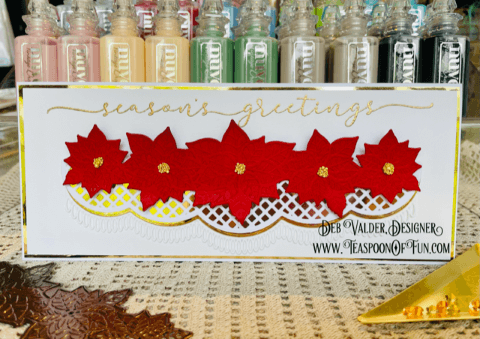 Victorian Scalloped Poinsettia is Gorgeous. All products can be found in our Teaspoon Of Fun Paper Crafting Shop at www.TeaspoonOfFun.com/SHOP