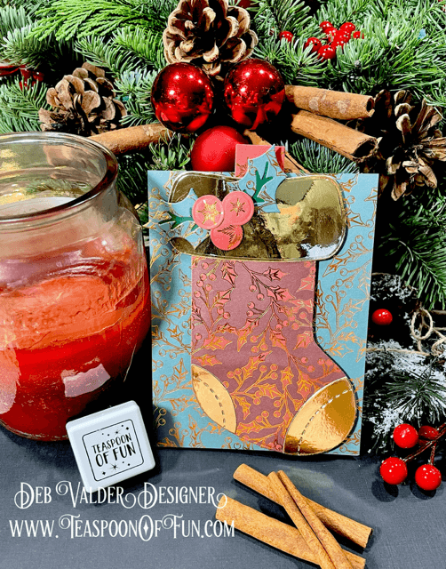 The Boujee Christmas Stocking. All products can be purchased from Teaspoon Of Fun's Paper Crafting Shop at www.TeaspoonOfFun.com/SHOP.