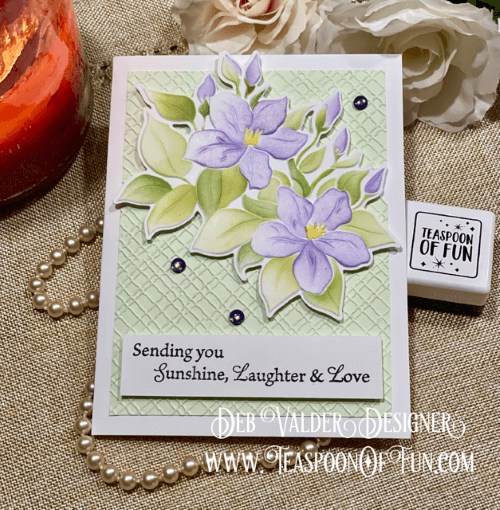 Sweet Jasmine and Texture Background. All products can be purchased in our Teaspoon Of Fun Paper Crafting Shop at www.TeaspoonOfFun.com/SHOP.