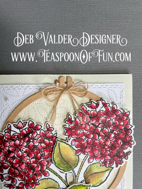 Embroidery Hoops & Hydrangeas. All products can be purchased in our Teaspoon Of Fun Paper Crafting Shop at www.TeaspoonOfFun.com/SHOP.