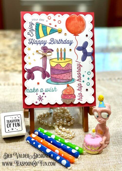 Birthday Party Rub-on Transfers. All products can be purchased in our Teaspoon Of Fun Paper Crafting Shop at www.TeaspoonOfFun.com/SHOP.