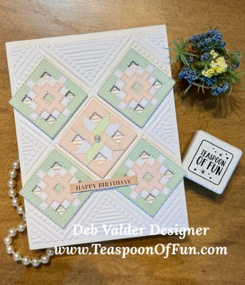 Quilting On My Homemade Cards. All products can be purchased in our Teaspoon Of Fun Paper Crafting Shop at www.TeaspoonOfFun.com/SHOP.